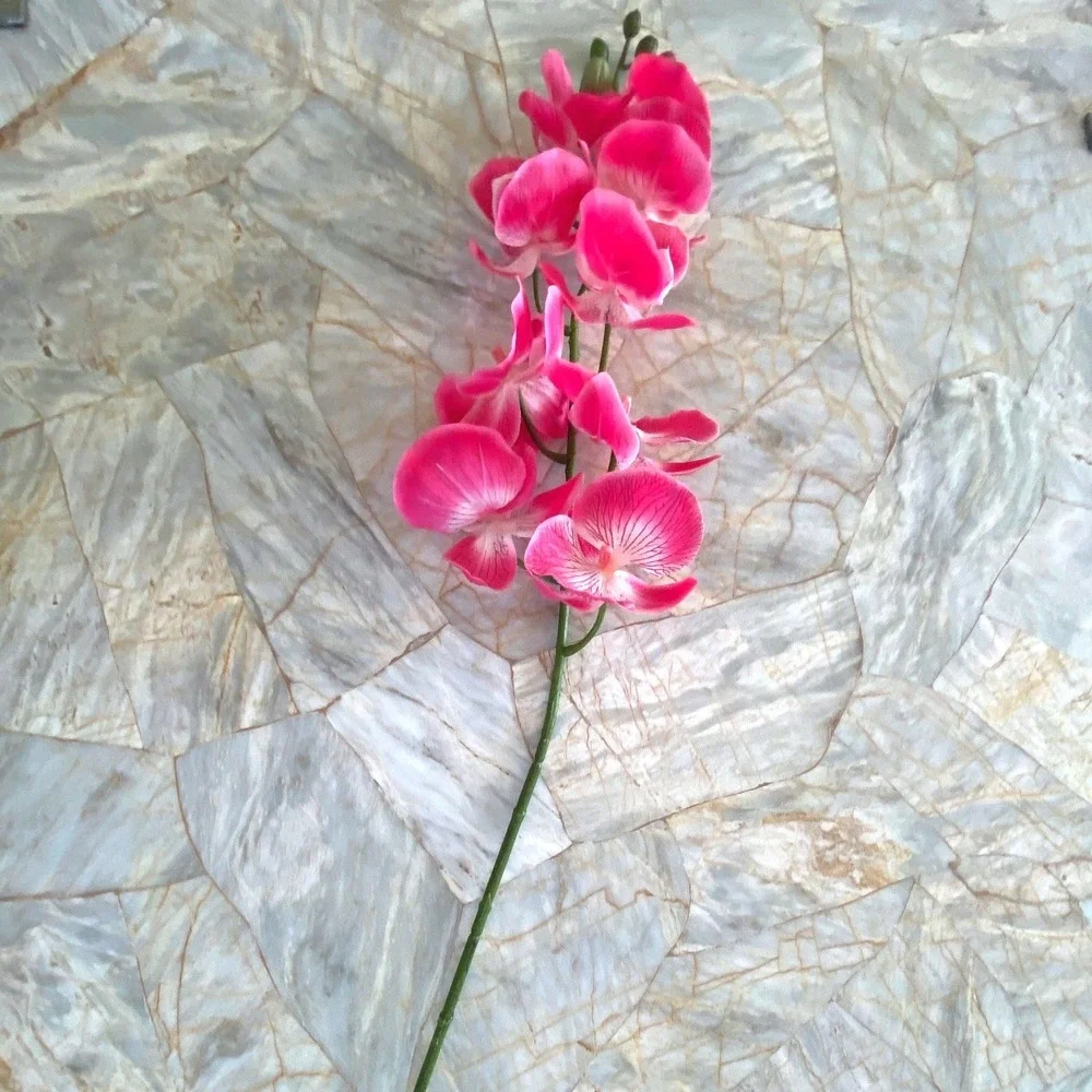 Fuchsia Pink Artificial Orchid Stem Realistic Silk Phalaenopsis Floral Decor